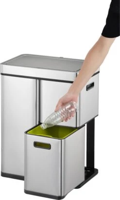 EKO Mirage Plus Sensor Afvalscheider Prullenbak - 30 + 15 + 15 L - Mat RVS -Huishoudelijke Schoonmaak 722x1200 1