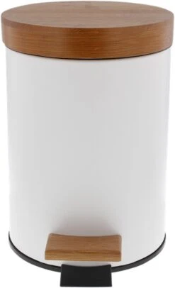 Prullenmand - Premium Pedaalemmer Bamboe - Soft Close - Wit - 3 Liter -Huishoudelijke Schoonmaak 730x1200 3