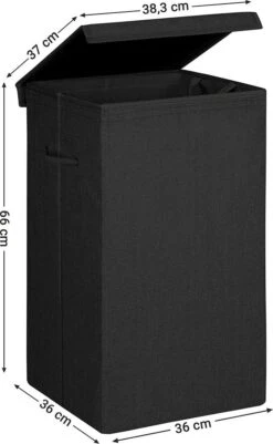 Opvouwbare Wasmand Met Deksel En Handvaten, 85L - Zwart -Huishoudelijke Schoonmaak 740x1200