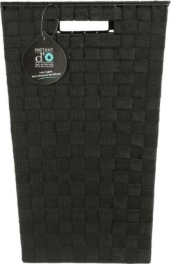 Merkloos Decopatent® Wasmanden Met Deksel - 60 Liter - Geweven Wasmand - Wasbox Met Optil Deksel - Polypropyleen - Afm 33x33x53 Cm - Zwart -Huishoudelijke Schoonmaak 775x1200