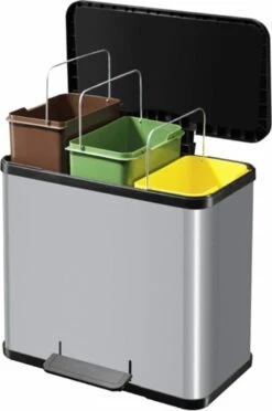 Hailo Öko Trio Plus Prullenbak - 3 X 9L - Zilver -Huishoudelijke Schoonmaak 796x1200 2