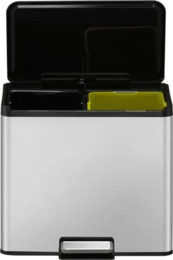 EKO EcoCasa III Recycling Prullenbak - 15 + 15 L - Mat RVS -Huishoudelijke Schoonmaak 799x1200 46
