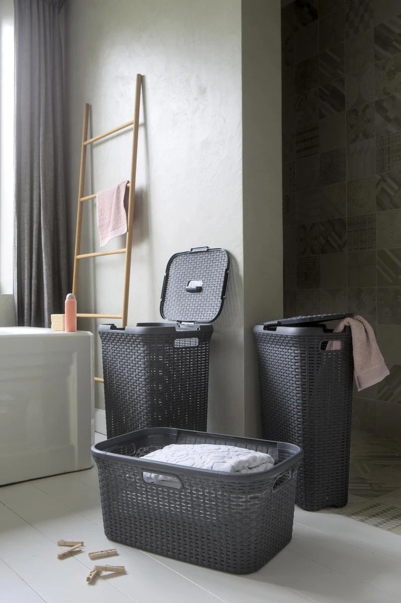 Curver Style Wasmand Met Deksel - 40L - Antraciet 7 Curver Style Wasmand Met Deksel - 40L - Antraciet - Afbeelding 5