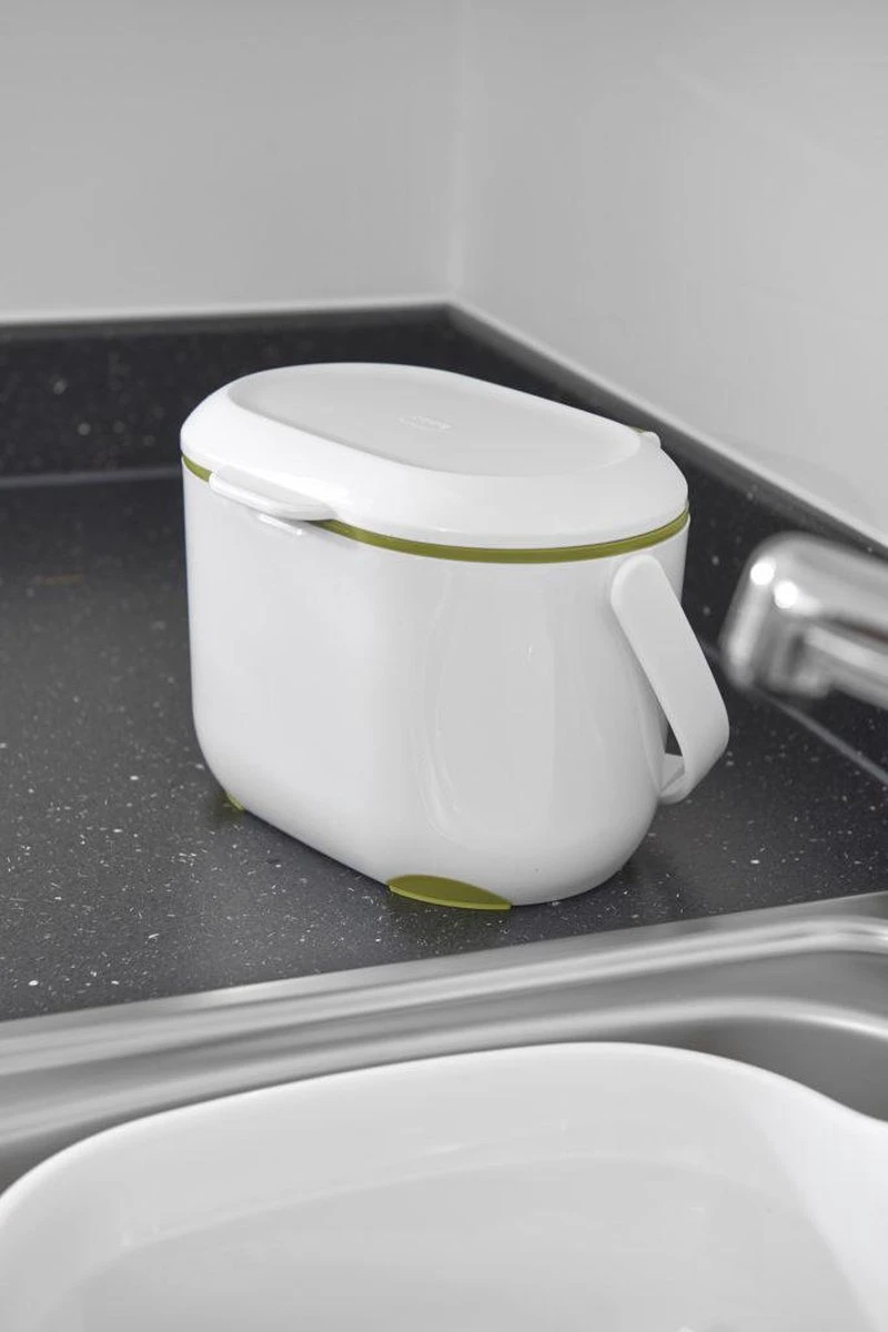 Prullenbak - Compost Caddy-GFT Afvalbakje - Losse Binnenemmer - Wit/Groen 6 Prullenbak - Compost Caddy-GFT Afvalbakje - Losse Binnenemmer - Wit/Groen - Afbeelding 4