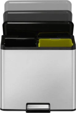 EKO EcoCasa III Recycling Prullenbak - 15 + 15 L - Mat RVS -Huishoudelijke Schoonmaak 813x1200 4