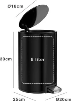 Pedaalemmer Stangvollby Kallax - 5 Liter - RVS - Zwart - Prullenbak - Toilet - Badkamer - Klein - Soft Close Deksel - Chique Design - Kleine Zwarte Pedaal Afvalemmer - Vuilnisbak Badkamer -Huishoudelijke Schoonmaak 837x1200 4