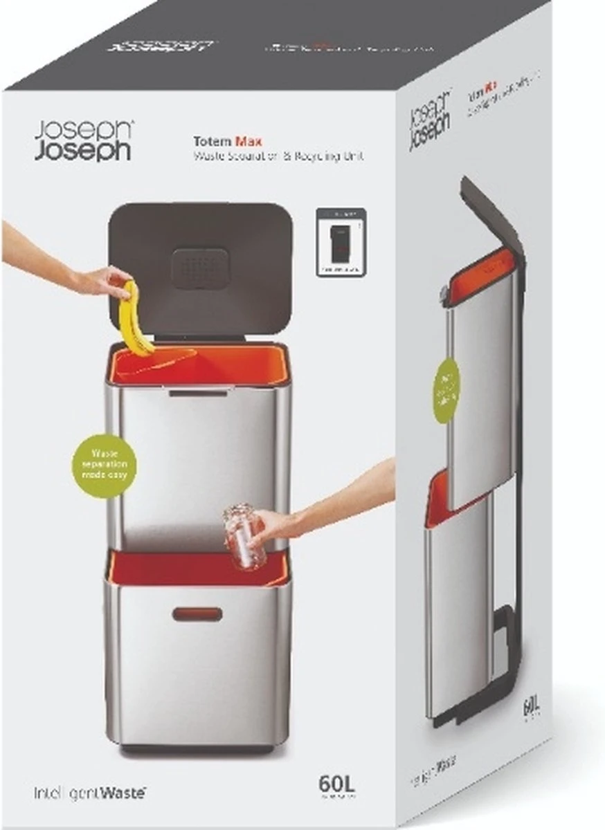 Joseph Joseph Intelligent Waste Prullenbak Totem Max - 60 L - Zwart 15 Joseph Joseph Intelligent Waste Prullenbak Totem Max - 60 L - Zwart - Afbeelding 13