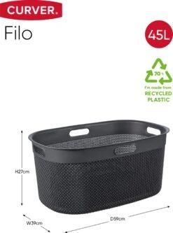 Curver Filo Wasmand - 45L - Donkergrijs -Huishoudelijke Schoonmaak 891x1200