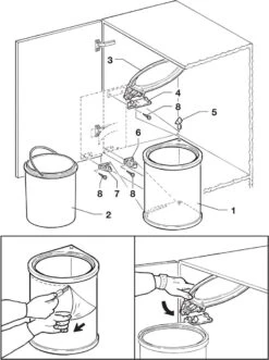 Eleganca Afvalbak 13 Liter – Inbouw Prullenbak – Inbouw Afvalemmer – Uittrekbare Prullenbak – Afvalemmer Keuken – Hygiënisch – Ruimtebesparend Vuilnisbak – Rond – Grijs – B27.7xD27.7xH35.5cm -Huishoudelijke Schoonmaak 896x1200 19