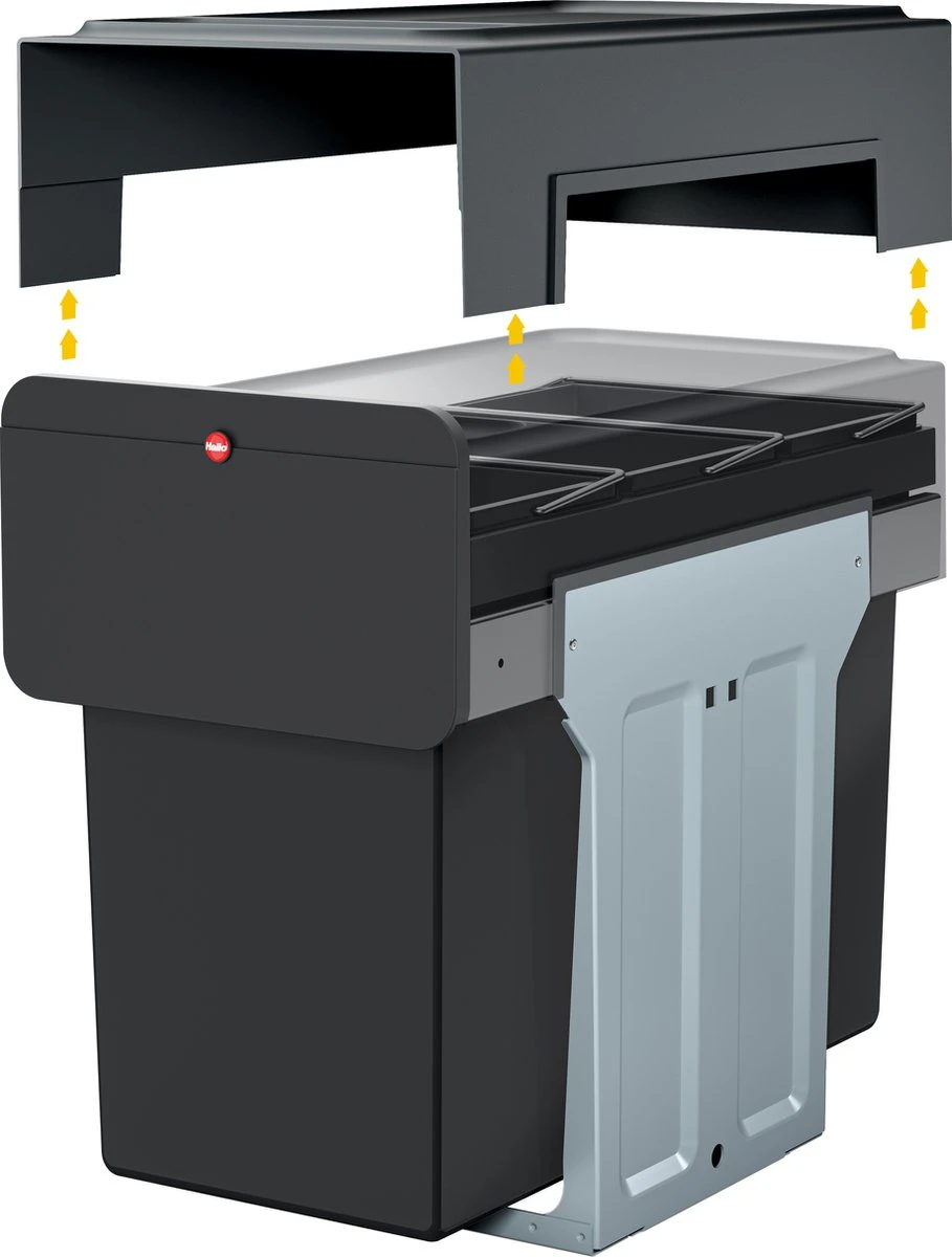 Hailo 0310-300 EcoLine Design Trio L Inbouwafvalemmer 3x10L Met 3 Compartimenten Zwart 5 Hailo 0310-300 EcoLine Design Trio L Inbouwafvalemmer 3x10L Met 3 Compartimenten Zwart - Afbeelding 3