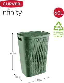Curver Infinity Recycled Wasmand Met Deksel - 60L - 2 Stuks - Groen -Huishoudelijke Schoonmaak 915x1200 2