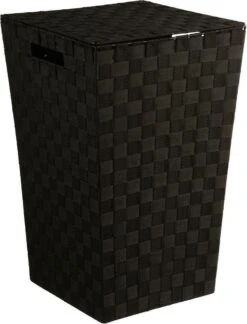 Merkloos Decopatent® Wasmanden Met Deksel - 60 Liter - Geweven Wasmand - Wasbox Met Optil Deksel - Polypropyleen - Afm 33x33x53 Cm - Zwart -Huishoudelijke Schoonmaak 915x1200 3