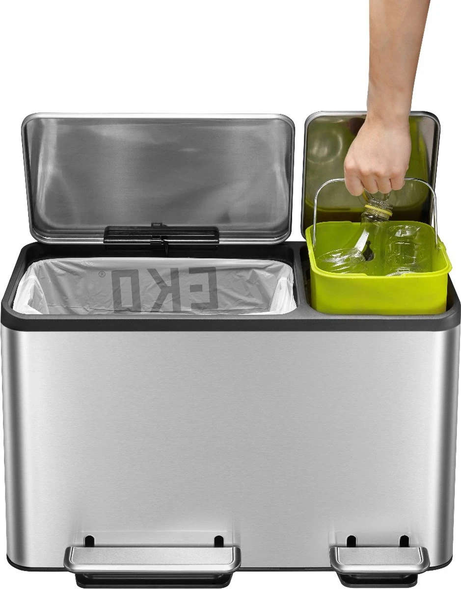 EKO EcoCasa Recycle Prullenbak - 30 + 15 L - Mat RVS 6 EKO EcoCasa Recycle Prullenbak - 30 + 15 L - Mat RVS - Afbeelding 4