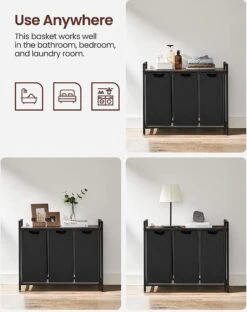 Merkloos Soph & Tess Wasmand 3 Vakken – Wassorteerder Met Uitschuifbare Waszakken - Bruin En Zwart -Huishoudelijke Schoonmaak 950x1200 3