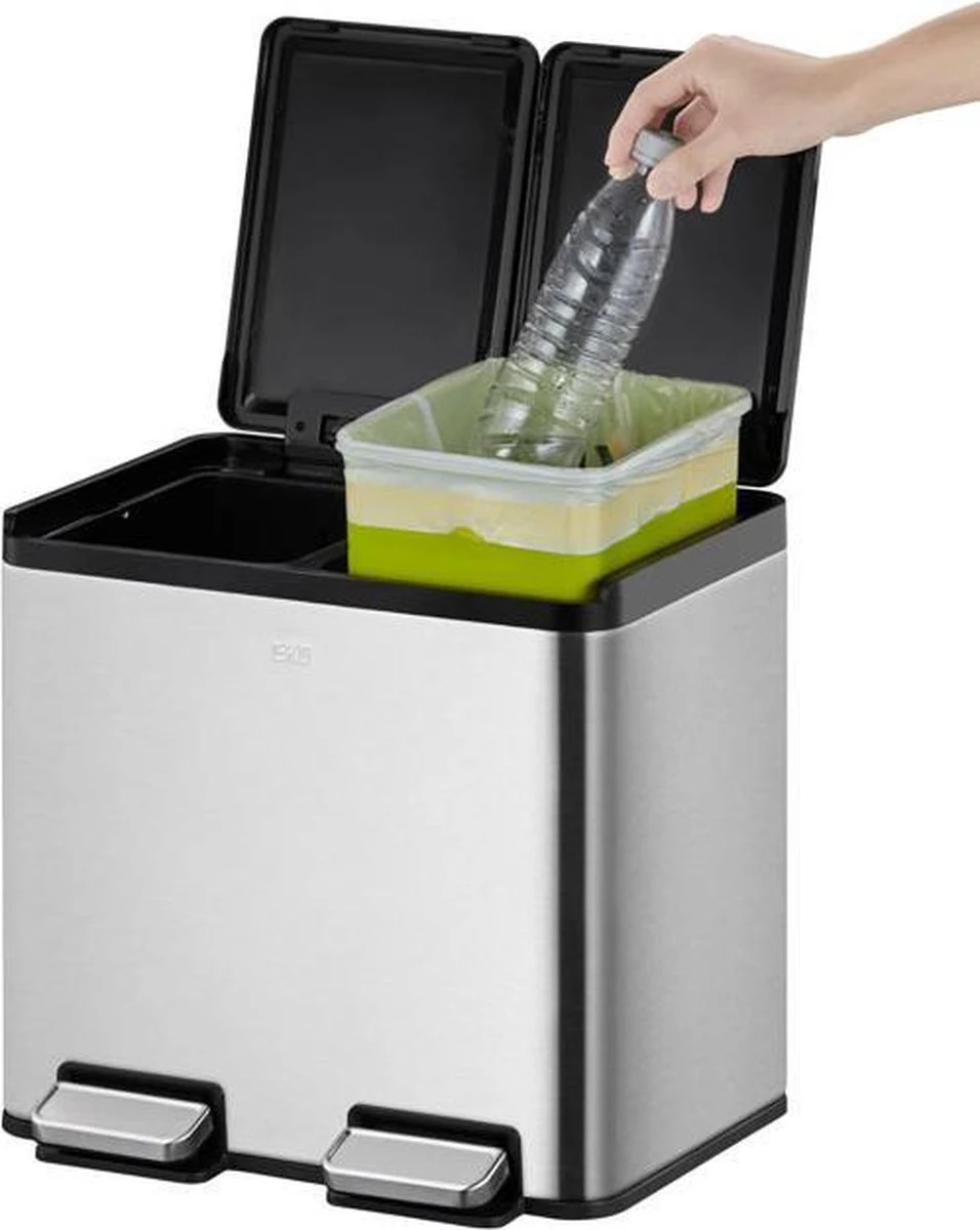 EKO Essential Splitted Prullenbak - 2x 10 L - Mat RVS 6 EKO Essential Splitted Prullenbak - 2x 10 L - Mat RVS - Afbeelding 4