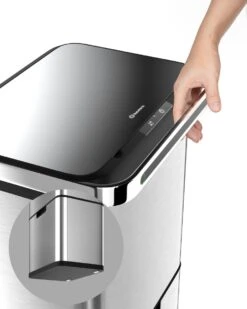 Homra DEXER Afvalscheiding Prullenbak - 4 Vakken - 60 Liter (2×18L + 2×12L) - Recycle Sensor Prullenbak - RVS Afvalemmer - Afvalscheidingsprullenbak - Design Keuken Afvalemmer - Automatische Lucht- En Bacterie Filter - Soft Close Deksel – Kleur RVS -Huishoudelijke Schoonmaak 958x1200 6