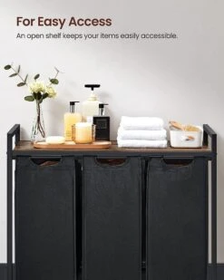 Merkloos Soph & Tess Wasmand 3 Vakken – Wassorteerder Met Uitschuifbare Waszakken - Bruin En Zwart -Huishoudelijke Schoonmaak 960x1200 10