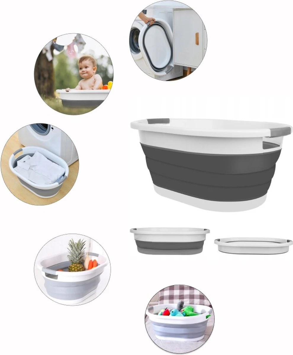 Merkloos Opvouwbare Siliconen Mand - Wasmand - Babybadje - Opbergmand - Opbergbox 25L - Ideaal Voor Camping Of Appartement 3 Merkloos Opvouwbare Siliconen Mand - Wasmand - Babybadje - Opbergmand - Opbergbox 25L - Ideaal Voor Camping Of Appartement