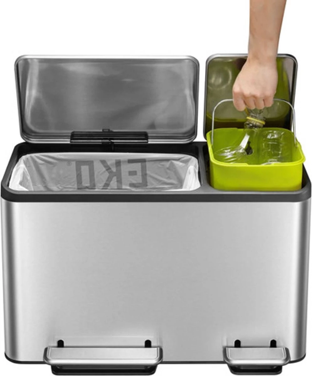 EKO EcoCasa Recycle Prullenbak - 30 + 15 L - Mat RVS 11 EKO EcoCasa Recycle Prullenbak - 30 + 15 L - Mat RVS - Afbeelding 9