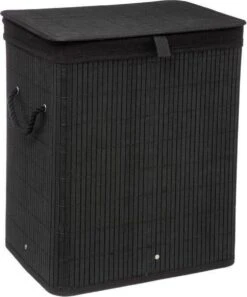 Wasmand Met Deksel 60 L - Bamboe - Zwart -Huishoudelijke Schoonmaak 998x1200 3